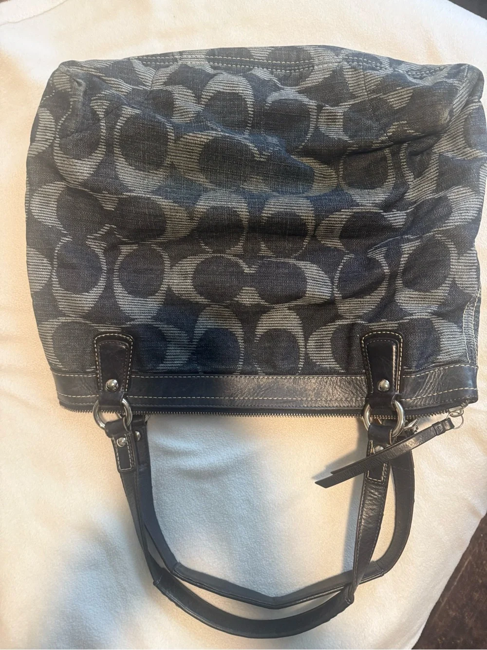 Coach Poppy Denim Black Signature Shoulder Bag